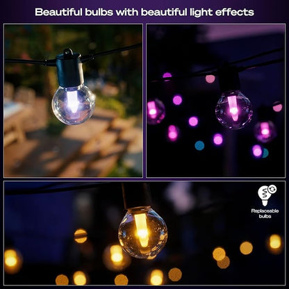 Philips Hue Festavia Globe Outdoor String Lights, White & Color Ambiance, 22ft,8 Bulbs, Dimmable, Control with Hue App or Voice, Bridge Required