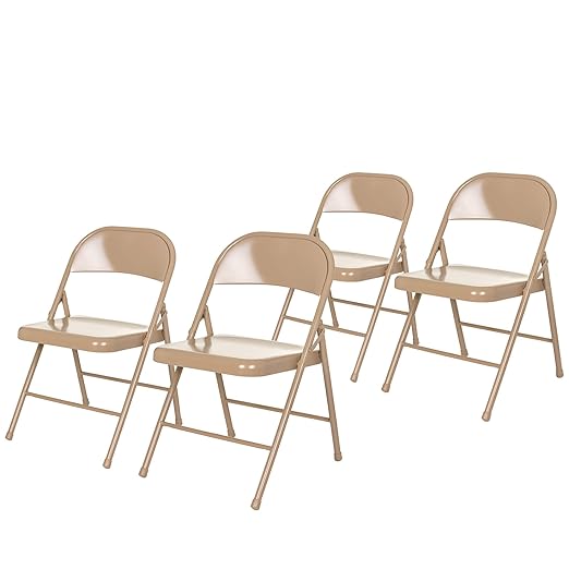 OEF Furnishings OEF900 Series Premium Lightweight All-Steel Folding Chairs (4-Pack, Beige)