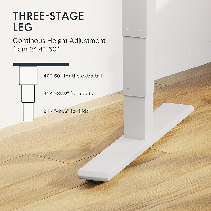 FLEXISPOT E6 MAX Solid Wood Dual Motor 48x24 Inch 3-Stage Heavy Duty Standing Desk, 330lbs Weight Capacity, Height Adjustable Desk w/Cable Management & Wheels(Butcher Block Rubberwood + White Frame)