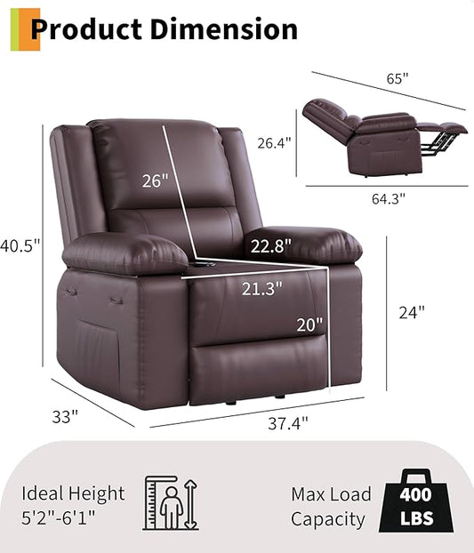 GarveeHome Power Lift Recliner Chair - Heat and Massage, PU Leather Electric Lift Recliner for Elderly & Mobility Impaired, Adjustable Back and Legs, Heavy Duty Lift Chair for Seniors