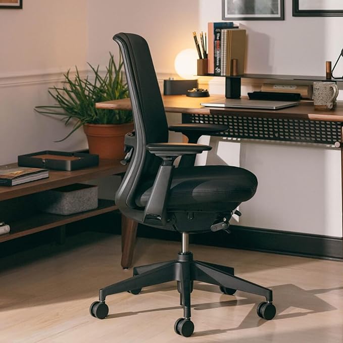 Haworth Soji Office Chair with Ergonomic Adjustments, Flexible Mesh Back (Stone)
