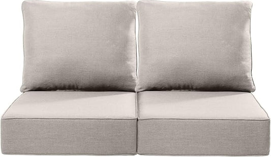Luxury 24x24x6 Inch Outdoor Chair Cushions - Set of 2 Water Resistant Comfortable Patio Seat Cushion for Porch Set Rattan Dining Rocker Glider Chairs Loveseat Couch Sectional Sofa - Beige