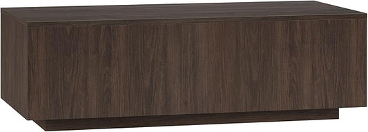 Henn&Hart 48" Rectangular Low-Profile Wood Coffee Table for Living Room, Family Room, or Office, Alder Brown
