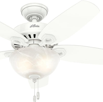 Hunter Fan 42 inch Small Room Ceiling Fan in Snow White with Bowl Light Kit (Renewed) (Snow White)