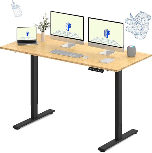 FLEXISPOT E3 Bamboo Dual Motor 72 x 30 Electric Standing Desk Sit Stand Up Desk, Holds 220 lbs, Adjustable Height w/ Memory Presets, Solid Bamboo Desktop & Black Frame, Ships in 2 Boxes