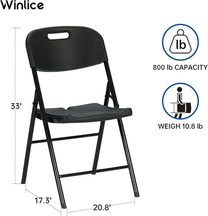 60 Pack Thicker 800 LBS Black Folding Chairs, Commercial Grade Folding Chair, Foldable Chairs for Events