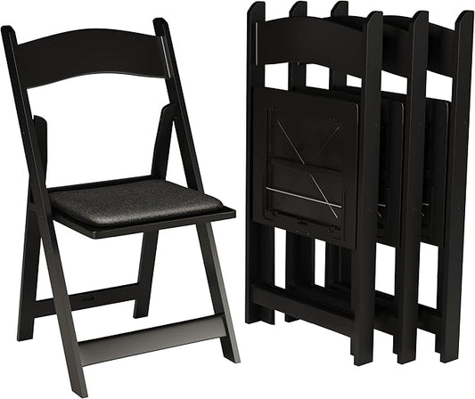 SIMPLEX 72 Black Resin Stackable Folding Chair - Comfortable Black Foldable Chair - Folding Chairs with Padded Seats - Indoor/Outdoor Folding Chairs for Events - Lightweight Foldable Chairs (72 Pack)