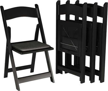 SIMPLEX 24 Black Resin Stackable Folding Chair - Comfortable Black Foldable Chair - Folding Chairs with Padded Seats - Indoor/Outdoor Folding Chairs for Events - Lightweight Foldable Chairs (24 Pack)