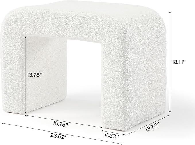 Tribesigns White Vanity Stool, Modern Ottoman Foot Rest for Couch, Large Foot Stool Ottoman, Extra Seating for Living Room, Shoe Bench for Entryway, Arched Makeup Chair for Vanity, 2 Packs
