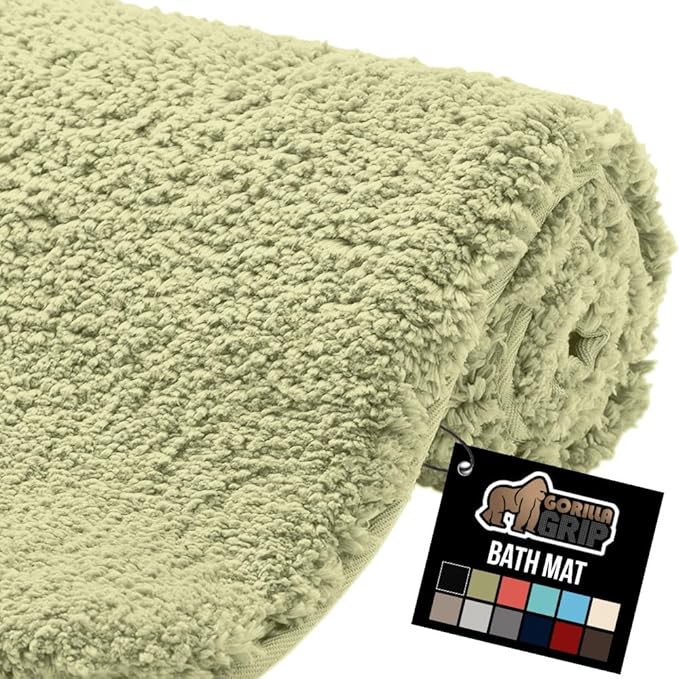 GORILLA GRIP Bathroom Rugs, 36x24, Ultra Soft Absorbent Mat, Thick Plush Bath Rug, Machine Washable, Microfiber Quick Dry, Mats for Shower, Bathtub and Floor, Home Decor Accessories, Sage