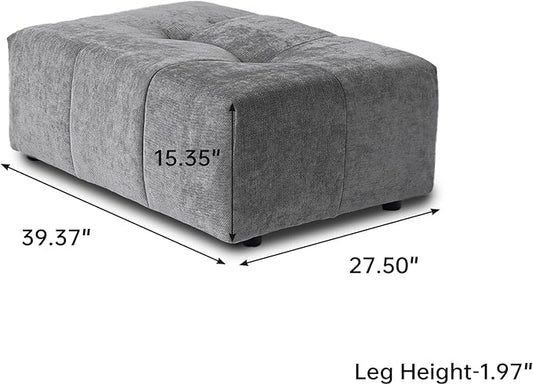 JACH Modern Ottoman Seat for Living Room, Linen Fabric Ottomans, Minimalist Foot Stool, Comfy Breathable Footstool for Living Room Apartment (Grey)