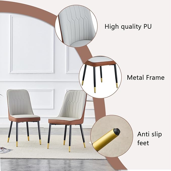 Round Dining Table Set for 6 with Two Storage, 47" Round Dining Table with 6 PU Leather Chairs, 7 Piece Kitchen Table Chairs Set of 6 with 1.7” Thick Wood Top, Roman Column Pedestal, Space-Saving