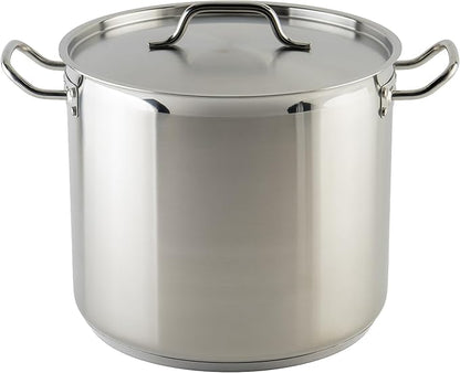 Winware Stainless 20-Quart Steel Stock Pot with Cover, Silver