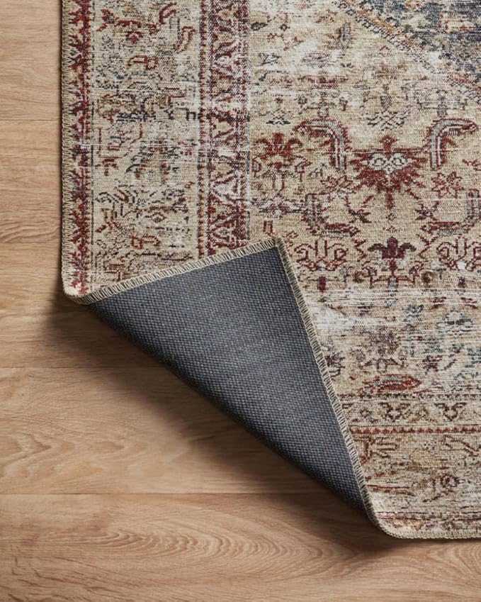 Loloi Amber Lewis Georgie Collection GER-04 Teal/Antique 7'-6" x 9'-6", .19" Pile Height, Area Rug