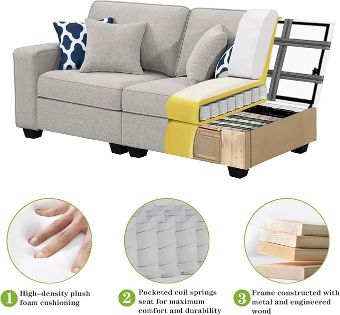 Legend Vansen Modular Sectional Sofa U Shaped Couch with Ottoman Modern Reversible Corner Sectional Couch for Living Room (Light Grey, U Shaped Sofa-5)