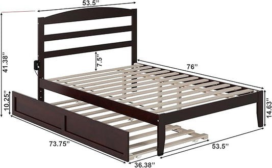 AFI, Warren Full Platform Bed with Twin Trundle, Espresso