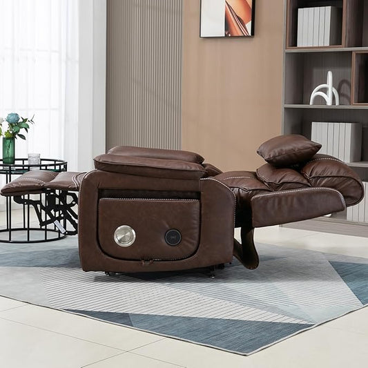 Power Lift Lazy Boy Recliner Chair, 2 Motor Flat Recliner, Nursing Lift Chair with Massage and Lumbar Heating, Adult Power Recliner with Side Pockets, Folding Table, Remote Control