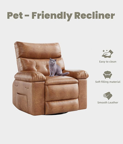 GarveeHome Recliner Chairs, Classic Manual Leather Recliner, Home Theater Seating with Lumbar & Arms Support for Living Room, Bedroom and Nursery - Coffee (Coffee, Standard)