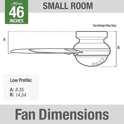 Hunter Fan 46 inch Contemporary Ceiling Fan with Light in Premier Bronze (Renewed) (Fresh White)