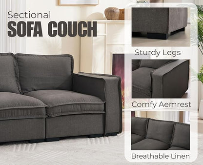 EALSON 67" Loveseat Sofa Modern Love Seat Sofa Comfy Linen Fabric Upholstered Cloud Couches Mid Century Modular 2-Seater Sectional Couch with Throw Pillows for Bedroom/Living Room/Apartment, Grey