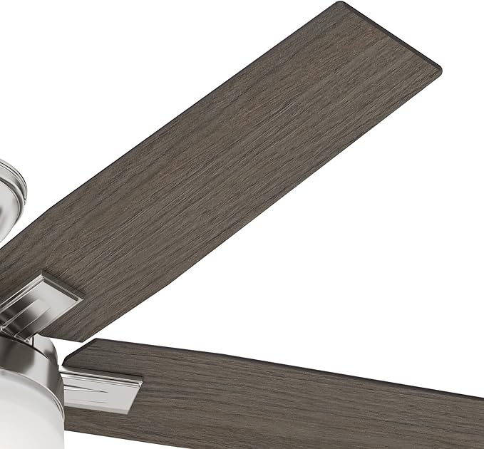Hunter Fan 52 inch Contemporary Brushed Nickel Indoor Ceiling Fan with Light and Remote Control for Bedroom, Living Room/Family Room, Dining Room, Kitchen, Office (Renewed)