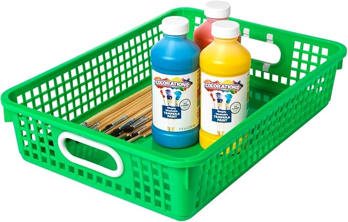 Really Good Stuff Paper Basket, 14" x 10" x 3-1/4" - 6 Pack, Tropics, Plastic Mesh Paper Basket for Classroom, Home and Office, Fits A4 Paper, Documents, Files, Magazines