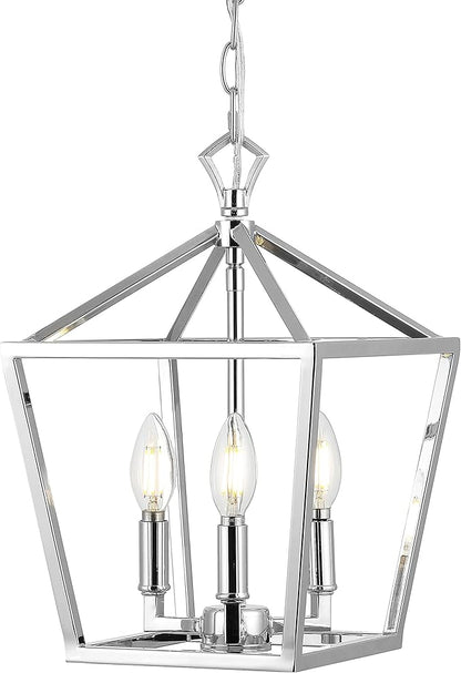 JONATHAN Y JYL7601C Pagoda Lantern Dimmable Adjustable Metal LED Pendant Classic Traditional Farmhouse Dining Room Living Room Kitchen Foyer Bedroom Hallway, 10 in, Chrome