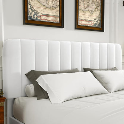 VECELO Queen Size Upholstered Bed Frame with 4 Drawers and Headboard, Velvet Platform Storage Bedframe, Wooden Slats Support, No Box Spring Needed,Snow-White