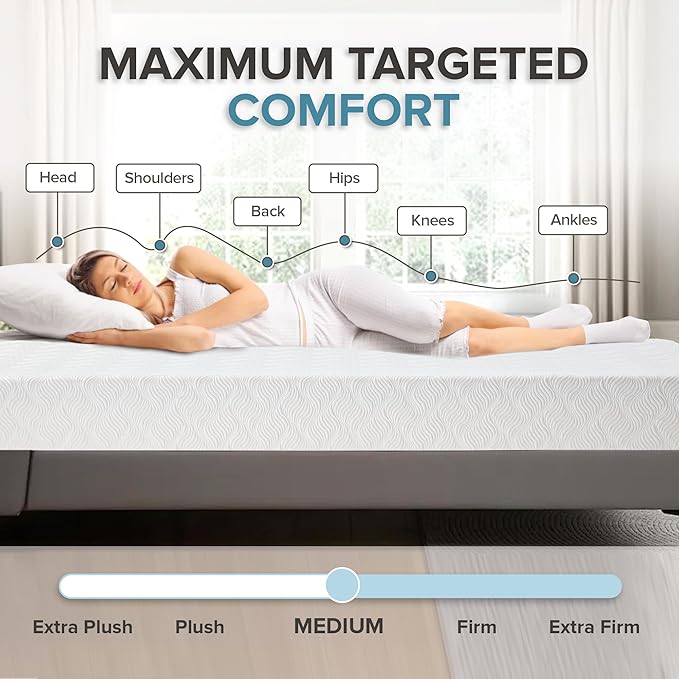 L’Baiet 6” Twin Gel Memory Foam Mattress – Medium Firm Cooling Bed in a Box – CertiPUR-US Certified – Kids, Teens & Adults – Supportive, Hypoallergenic Foam Sleep Solution