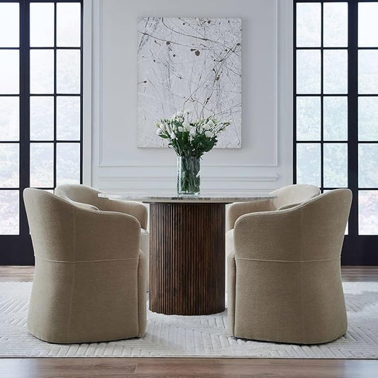 Liberty Furniture Accent Dining Chair with Castors - Squared Arm - Wicker Upholstry