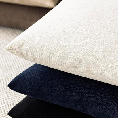 Foindtower Pack of 2 Soft Textured Chenille Throw Decorative Pillow Covers Square Accent Solid Cushion Cover Cozy Neutral Farmhouse Pillow Case for Couch Bedroom Living Room 24x24 Inch, Ivory White