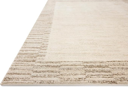 Loloi Chris Loves Julia Calvin Collection CLV-04 Ivory/Pebble 7'-10" x 10' Area Rug Checkered Neutral Soft Living Room Bedroom Carpet