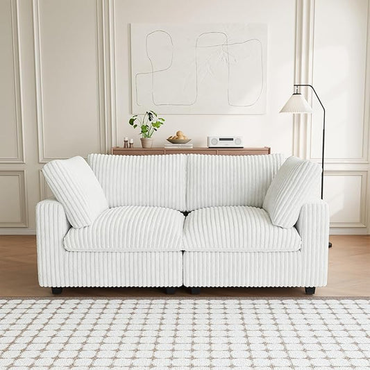 Modular Sectional Sofa, 78.74" Oversized Loveseat Sofa, Deep Seat Cloud Couch, 2 Seat Comfy Modular Sofa Couches for Living Room, Plush Couch Cushion Covers Removable, Beige