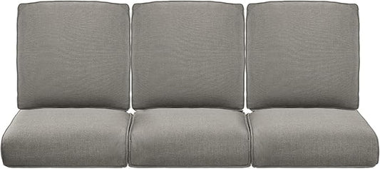 Pop 22x25/22x24 Outdoor Cushions for Patio Couch Chairs Set of 3 - High Back Comfy Outside Seat Cushions for Wicker Dining Rocker Glider Loveseat 3-Seater Sectional Sofa - Grey/Classic