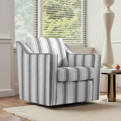 UIXE Swivel Accent Chairs Set of 2, Fabric Upholstered Arm Chair for Living Room, Modern Club Armchair Comfy Single Sofa Bedroom Reading Seat with Lumbar Pillow - Stripe Gray