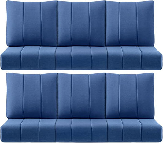 Luxury 24x24x6 Inch Kitty Outdoor Deep Seat Cushions Set of 6 - Comfortable Patio Chair Cushion for Wicker Dining Rocking Swivel Chair Loveseat Couch Sectional Sofa - Navy Blue