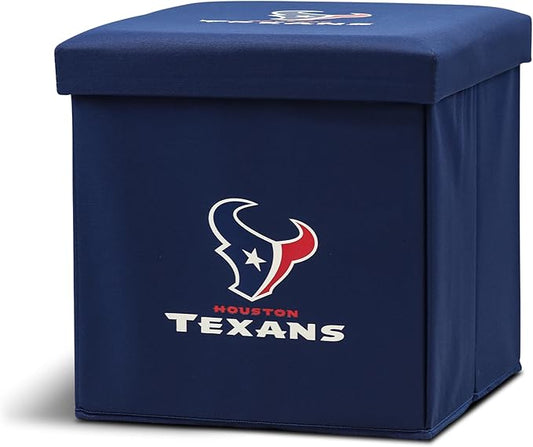 Franklin Sports NFL Storage Ottoman + Container - Folding Organizer Bins - Office, Bedroom + Living Room Decor - 14" x 14