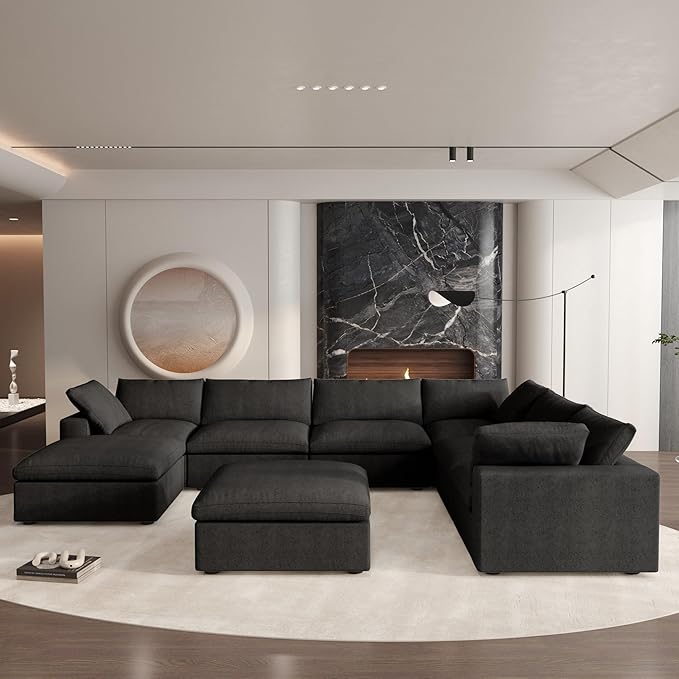 Cloud Modular Sectional Sofa Couch,Oversized Couch 8 Seater for Living Room,160.6" U Shaped Convertible Couches with Storage Ottoman, Covers Washable&Replaceable