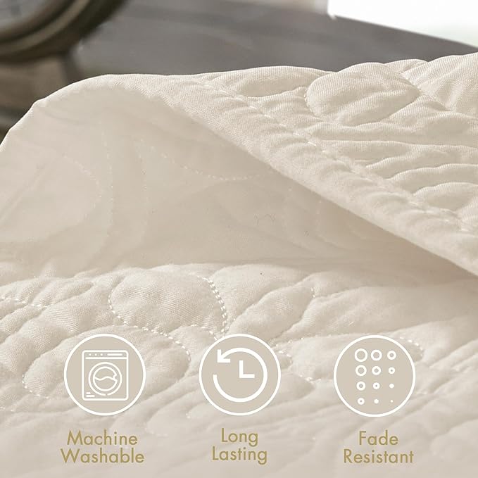 Madison Park Quebec Full Size Quilt Bedding Set - Ivory , Damask – 3 Piece Bedding Quilt Coverlets – Ultra Soft Microfiber Bed Quilts Quilted Coverlet