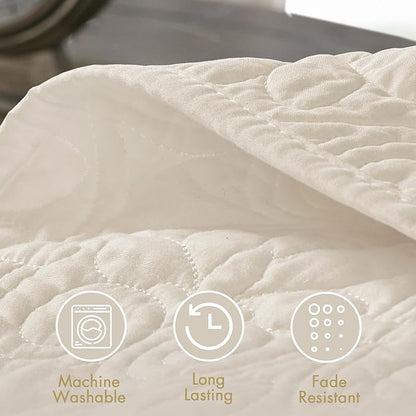 Madison Park Quebec Queen Size Quilt Bedding Set - Ivory , Damask – 3 Piece Bedding Quilt Coverlets – Ultra Soft Microfiber Bed Quilts Quilted Coverlet