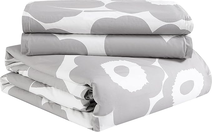 Marimekko - Duvet Cover Set, Cotton Bedding with Matching Shams & Button Closure, All Season Home Decor (Unikko Grey, Full/Queen)