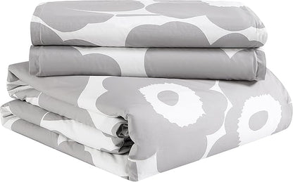 Marimekko - Duvet Cover Set, Cotton Bedding with Matching Shams & Button Closure, All Season Home Decor (Unikko Grey, Full/Queen)