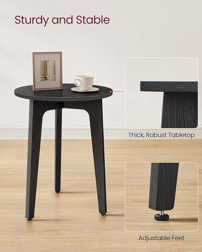 VASAGLE MAEZO Collection - Small Side Table, Round End Table, Nightstand with Tapered Legs, Curved Transitions, for Small Spaces, Living Room, Bedroom, Charcoal Gray ULET237BA01S