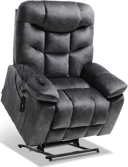 EONIX Oversized Big Man Power Lift Recliner Chair for Elderly with Heat and Massage, 400lbs Dual Motor Lay Flat Electirc Lift Chair with Extended Footrest, SLRY008063, Black