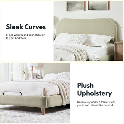 FLEXISPOT Queen All-in-One Adjustable Bed with 10" Gel Memory Foam Mattress, Linen Upholstered Bed Frame, Head & Foot Incline, Adjustable Headboard, 10-Year Warranty, Sage