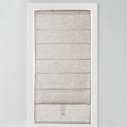 Madison Park Kyler Cordless Roman Shades - Single Panel, Lightweight Linen Blend Fabric, Natural Design, Easy Installation, Light Filtering Window Blind, Bedroom, Living Room Decor 29"W x 64"H Natural