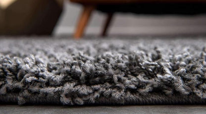Unique Loom Solid Shag Collection Area Rug (5' 1" Round Graphite Gray)