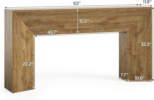 LITTLE TREE Console Table for Entryway, 63 Inches Extra Long Brown Wooden Sofa Table for Living Room, Modern Hallway Foyer Table for Entrance, Easy Assembly
