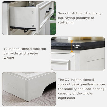 ACCOHOHO Farmhouse 8 Drawers Dresser Chests for Bedroom,52" Wide Wood Rustic Chest of Drawers with Metal Handle,Natural Texture,Drawer Organizer for Bedroom,Living Room,Hallway and Entryway,White