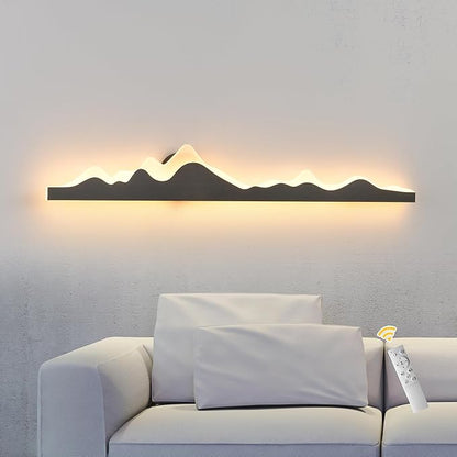 Qcyuui Wall Sconce with Remote Control 47.2inch Dimmable LED Wall Lights Black Led Wall Sconce Indoor Mountain Shape Wall Lamps for Living Room Bedroom Hallway,24W